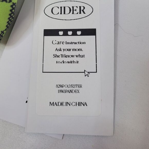 NEW Cider lime green checkered two piece cheeky bikini‎ swimsuit M - Picture 5 of 8